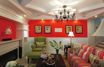 万亚广场客厅田园风格效果图复式162平方台州装修